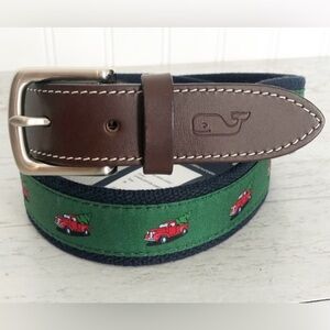 Vineyard Vines Christmas Belt with red trucks - Size 28